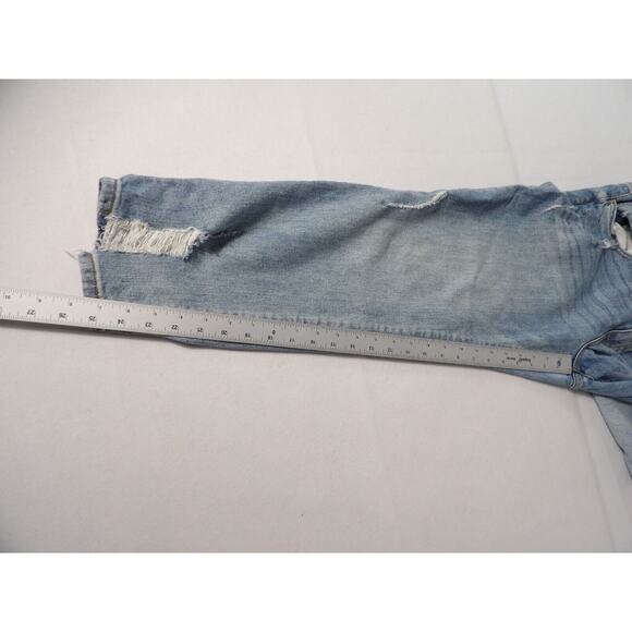 Willow + Root Jeans Midrise Girlfirend Sz 32 Distressed Cropped Blue Denim Stret - Picture 10 of 15